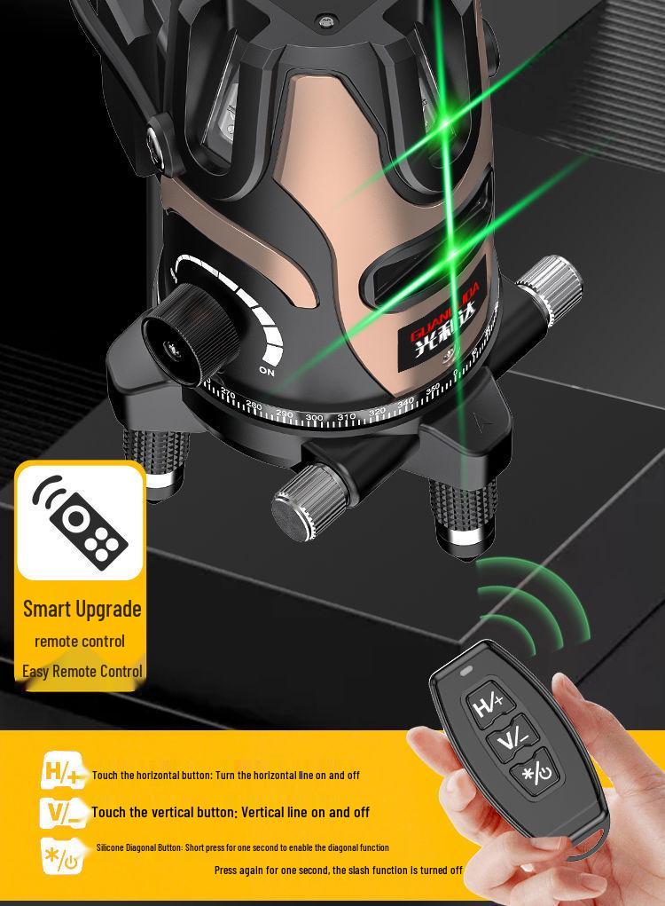 High Precision Outdoor Green Laser Level: 2, 3, 5 Line Infrared, Auto-Leveling with Blue Light LD.