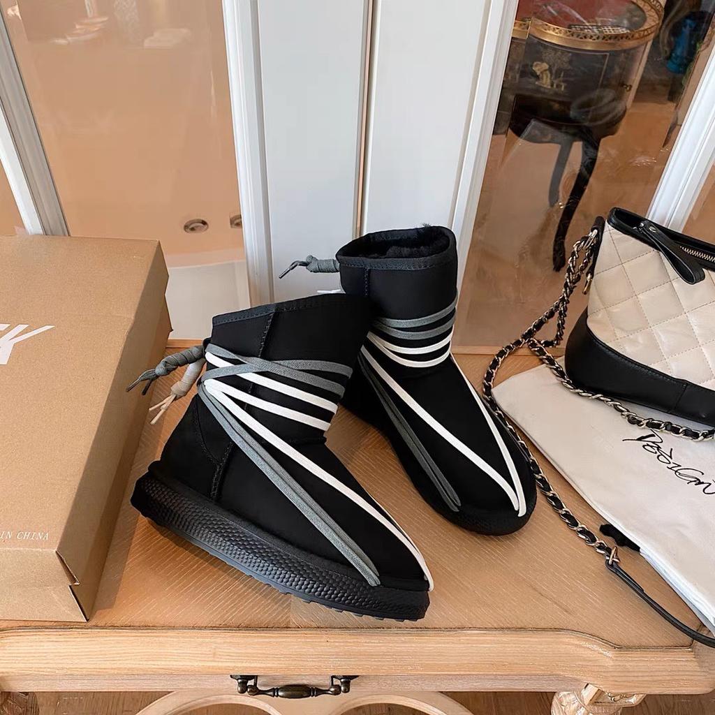 Strap fur integrated snow boots women's winter new thick hair warm boots cotton boots women