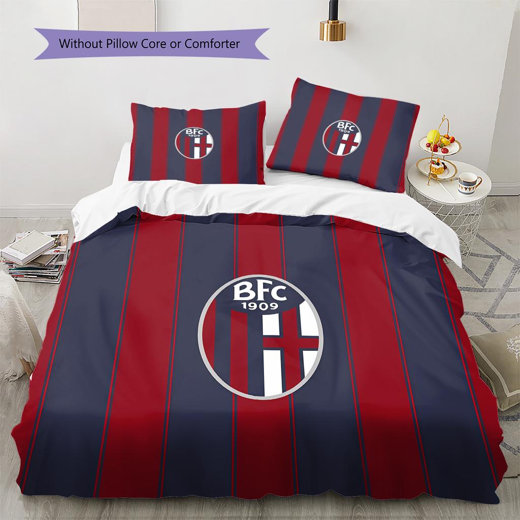 Bologna FC Pattern Bedding Quilt Set Home Decoration Gift (1 * duvet cover + 2 * pillowcase without core).xwn