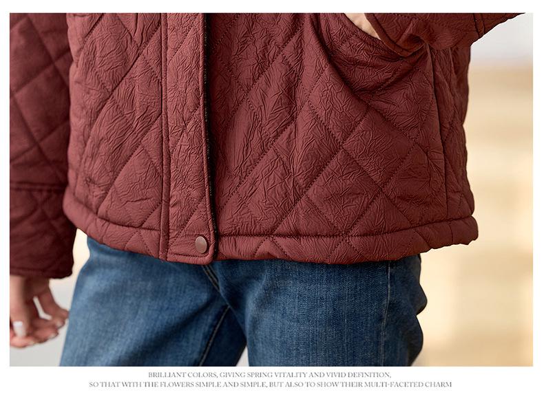 Women's 2024 Diamond Quilted Cotton Hooded Jacket - Autumn/Winter Short Fashion Plaid Patchwork Lightweight Coat