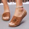 Plus Size 43 Summer Women's Shoes Fashion Flower Hollow Wedge Heel Open Toe Sandals Female Casual Non-slip Outdoor Slippers