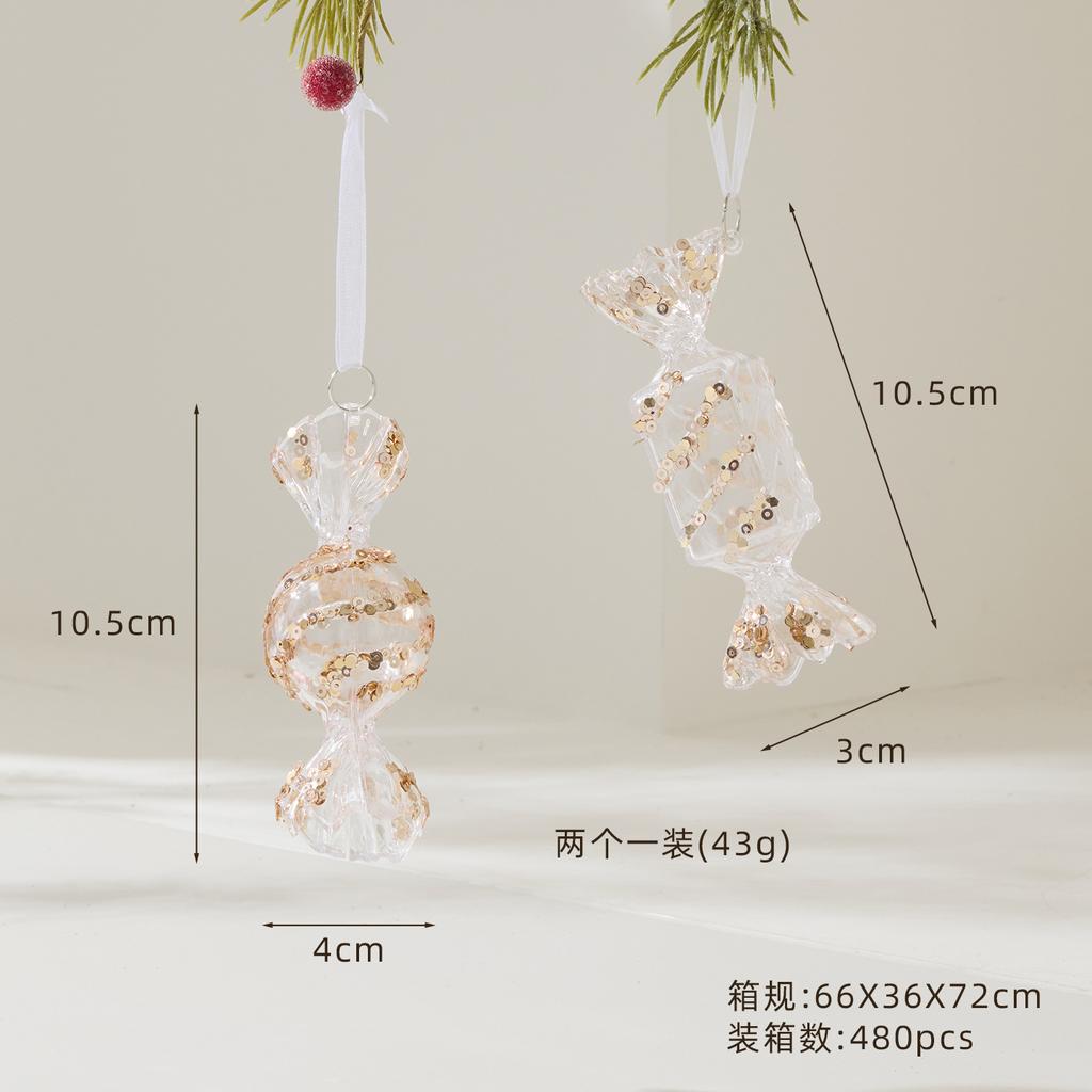 Metal Transparent Acrylic Christmas Ornament String Pendant for Tree Decoration, Festive Dress Hanging Decor with Crystal Effect