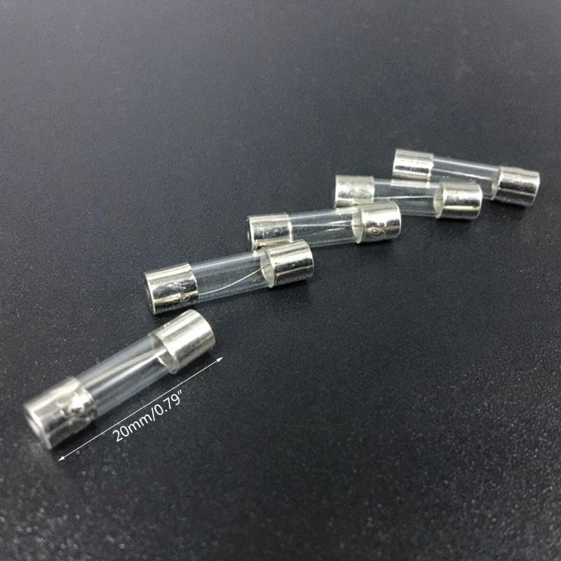 Pack of 100 Glass Tube Fuses Set Small Size Fast Glass Fuses for Home Appliances