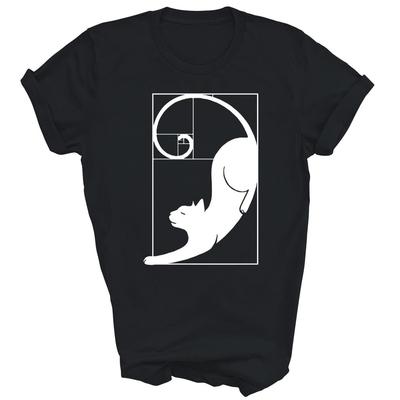 Gatto Spirale di Fibonacci Geometria Sacra Rapporto Matematica Maglietta Unisex Regalo