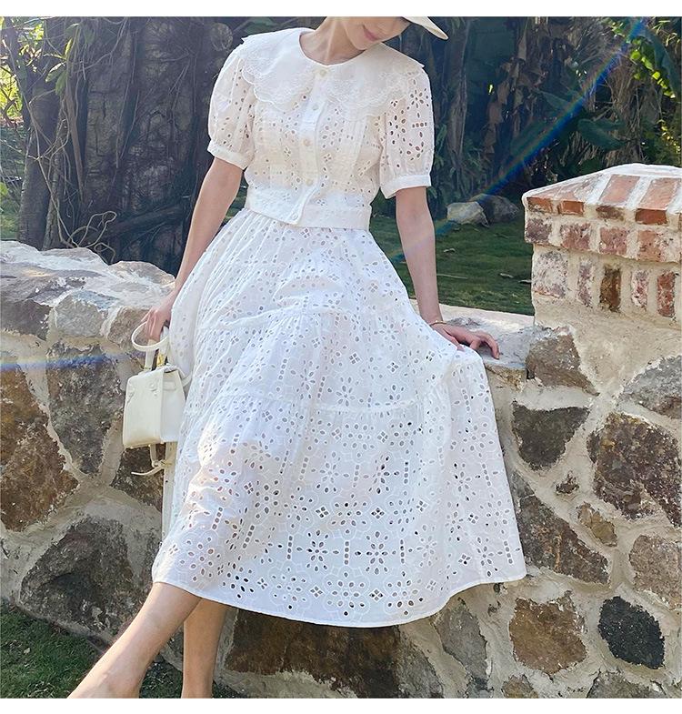 Coco Style Women s White Embroidered Skirt - French-Inspired Large Hem Small