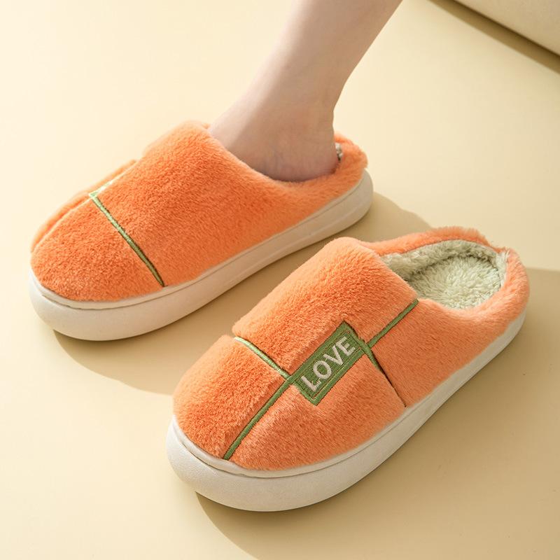

Модные парные теплые хлопковые тапочки Зимние домашние удобные тапочки с надписью, с закрытым носком, на горизонтальной перемычке, нескользящие, унисекс, на толстой подошве 44-45 оранжевый