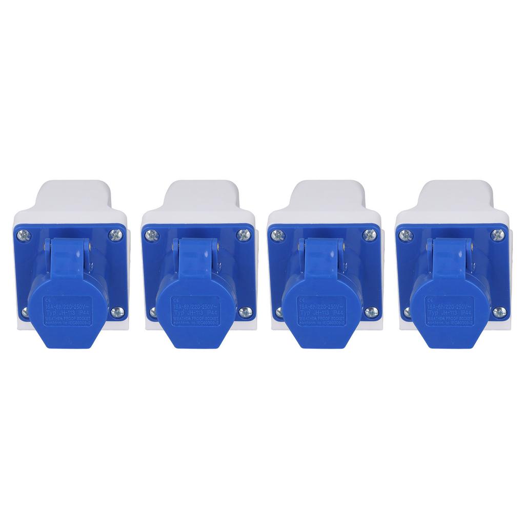 4 Sets Industrial Socket 3 Pin Power Connector Surface Mounting Outlet IP44 Waterproof 220?250V 16A