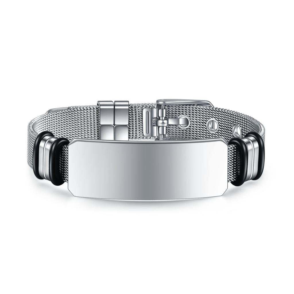 Prázdný náramek z nerezové oceli sportovní černé silikonové nastavitelné náramky náramky pro ženy