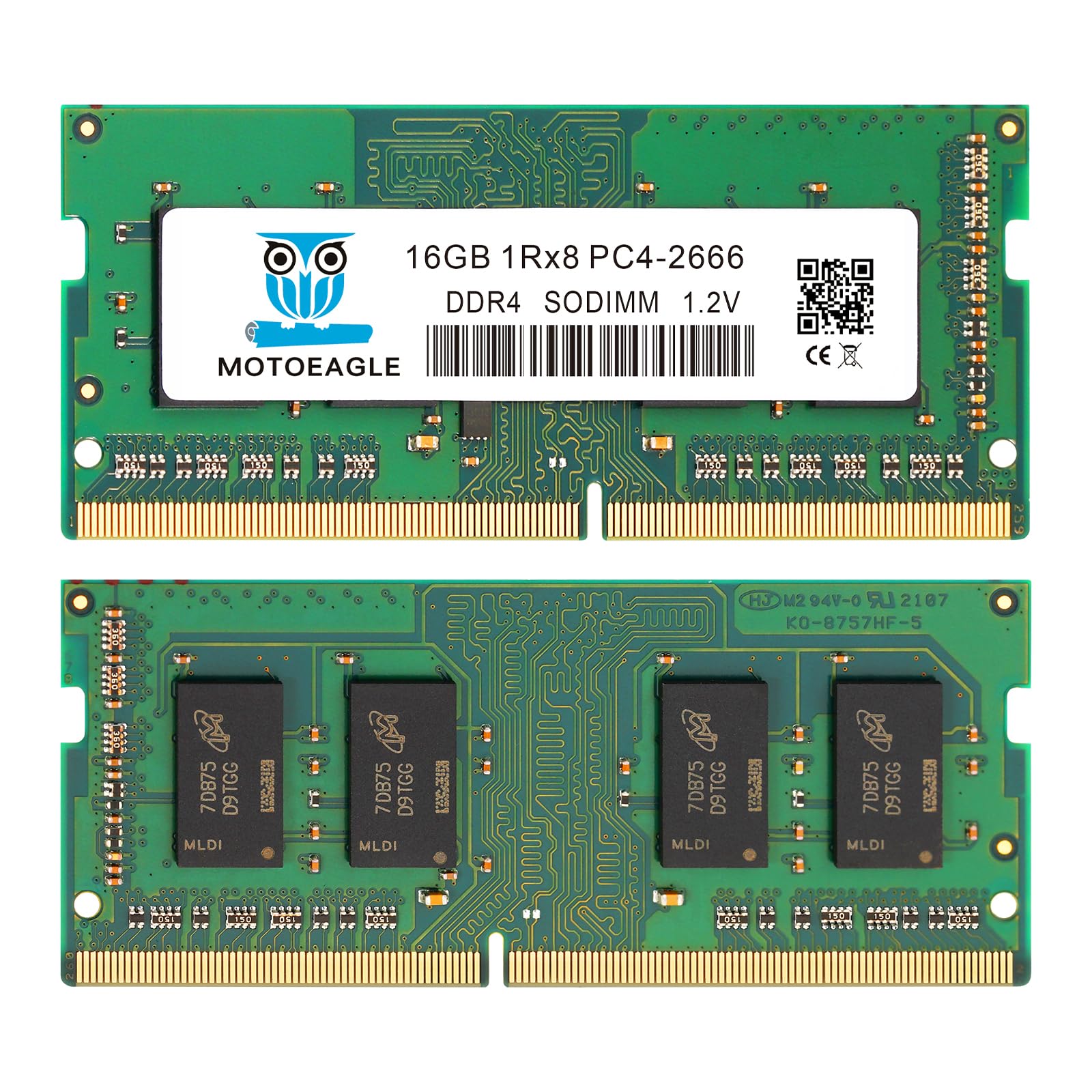 

16GBx1 DDR4 2666MHz 1Rx8 Unbuffered CL19 Dual Rank SODIMM Laptop Notebook PC Memory RAM PC4-21300 (PC4-2666V) (DDR4-2666) Non-ECC 1.2V 260-Pin