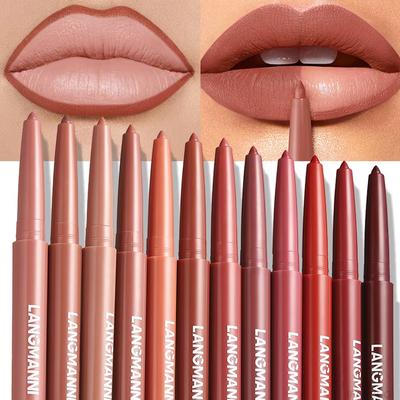 LANGMANNI Sexy Velvet Matte Lip Liner Pen Waterproof Silky Natural Contour Non-Stick Cup Makeup Lipstick Pencil Lasting Cosmetic