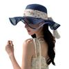Bowknot Wide Brim Sun Hat Breathable Fisherman Sunshade Cap Fashion Lace Streamers Straw Hat  Girls