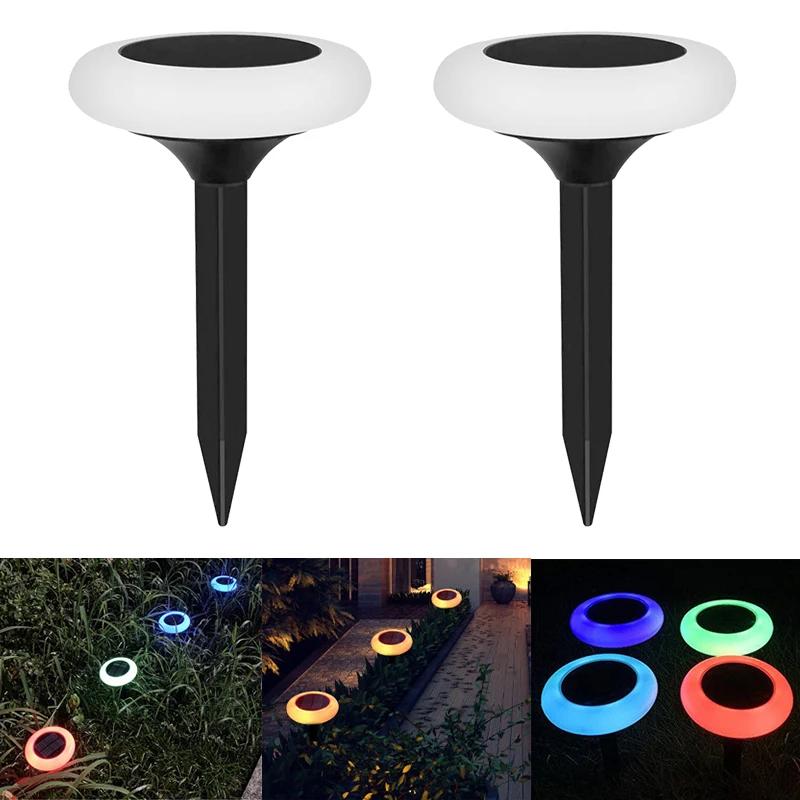 Solar Led Garden Lights Colorful Solar Ground Lights Waterproof Landscape PathWay Floor Lamp Outdoor Decoration Lighting Lantern