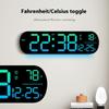 6651R RGB LED Digital Wall Clock Living Room Large Display Week Date Temperature Alarm Clock