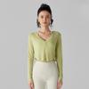 Women's Blouse Yoga Long Sleeve Loose Breathable V-Neck Sports Quick Dry Running Fitness Clothing