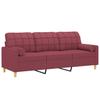 Vidaxl 3-Seater Sofa With Cushions, Burgundy, 180 Cm, Fabric
