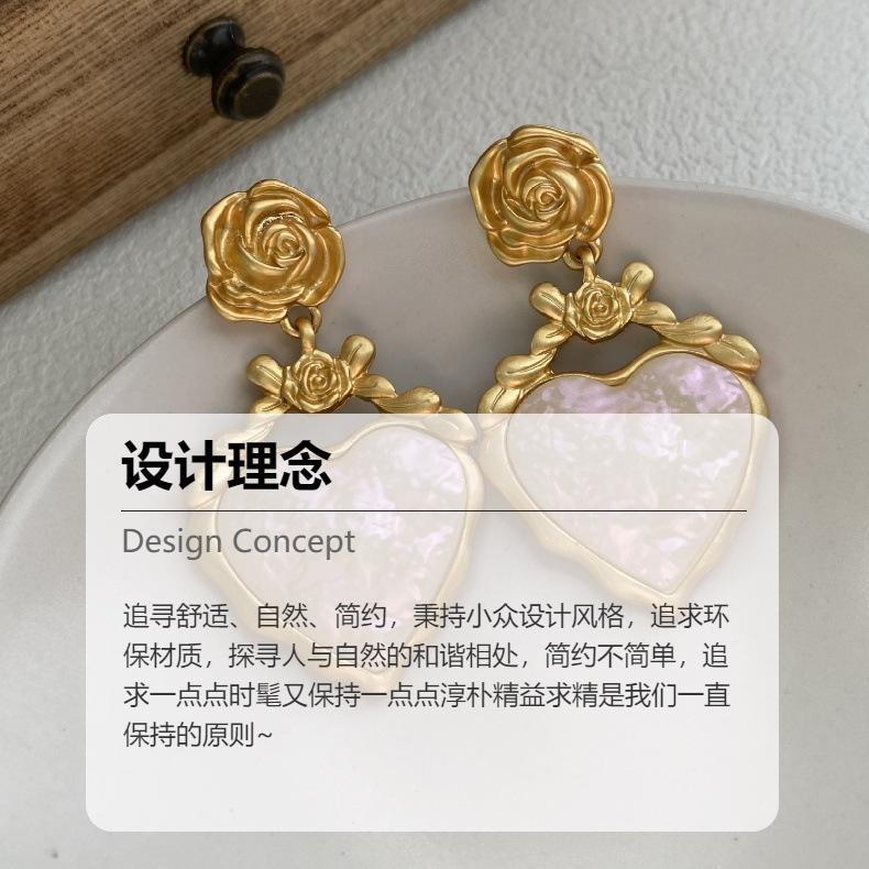 Love Flower Earrings Metal Medieval Design Designer Silver Needle Resin Earrings Earrings Women