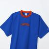 Short Round Ribbed Graphic Short Sleeve Action Royal Blue [Champion] T-Shirt, Sleeve, Neck, 100% Cotton, Logo, T-Shirt, Style, C3-Z303, Men's,