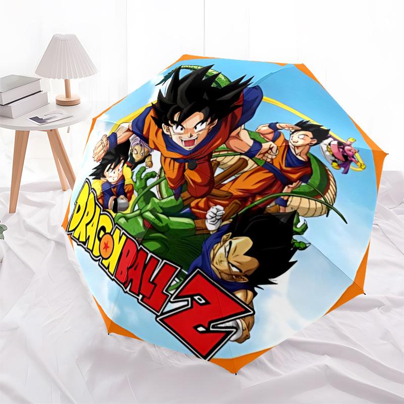 1pc Dragon Ball Z Automatic Folding Umbrella - Compact 8-Rib Design, Durable Plastic & Iron, Perfect Gift for Friends & Family, Outdoor Umbrella, Fash