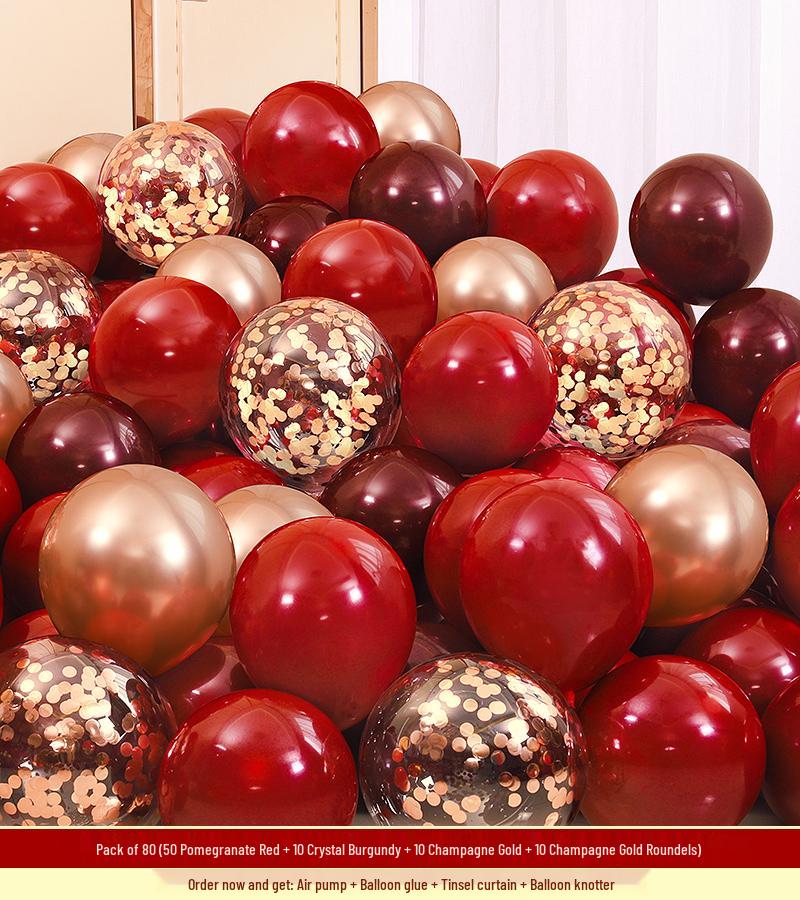 Red Wedding Balloons: Romantic Bedroom & Living Room Decor, Photo Props, Wedding Scene Setup