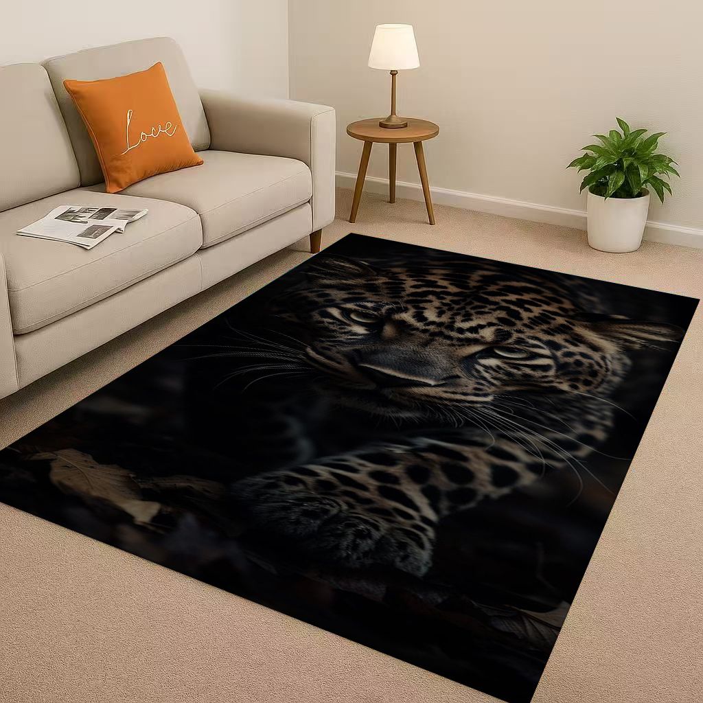3D Cheetah Leopard Beast Living Room Non Slip Area Rug Soft Carpet for Bedroom Playroom and Sofa ,Easy Clean Home Decor Doormat
