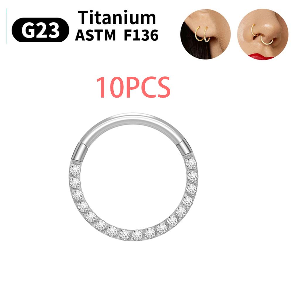 1/10pcs G23 Titanium Nasal Ring For Women Hoop Earring 16G/18G Piercing Jewelry Gift Lip Ring Hinge Clicker Open Diaphragm