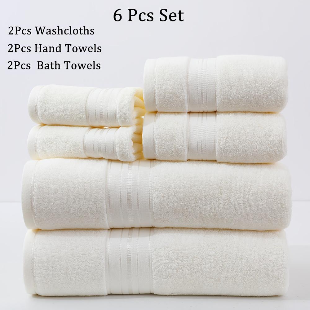 6pcs Bath Towels Set Cotton 2pcs Washcloths 2pcs Hand Towels 2pcs Bath Towels Absorbent Quick-drying Soft for Bathroom Hotel