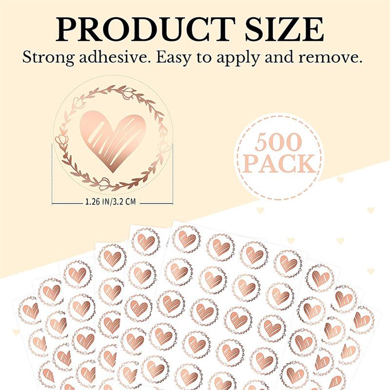 100 ks průhledných bronzových samolepek se srdcem 1,26 palcový kulatý štítek na obálku pro pozvánku na svatební hostinu Jmenovky na dárky