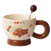 OLOEY Cartoon Ceramic Mug Gift Set with Spoon