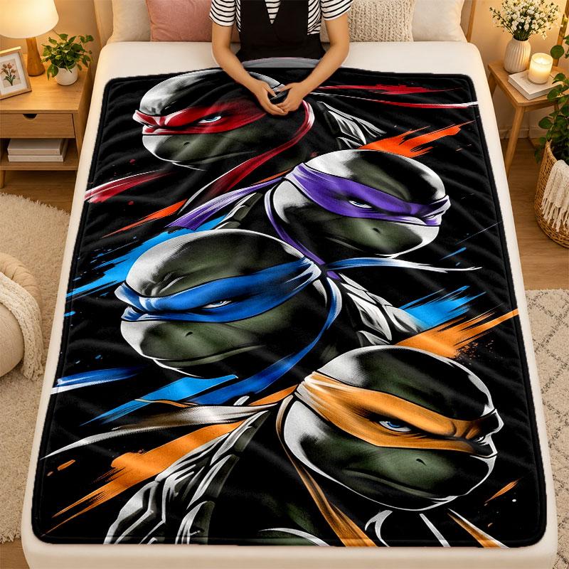 Flannel BlanketTeenage Mutant Ninja Turtles Warm Soft Throw Blanket for Indoor Sofa Bed Living Room Use