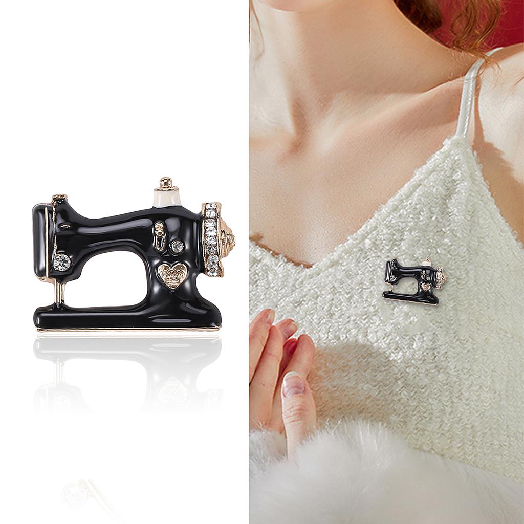 Emaille Nähmaschinen-Broschen für Damen Unisex Perle Nähwerkzeug Anstecknadeln Bankett Party Rucksack Geschenke Schmuckzubehör