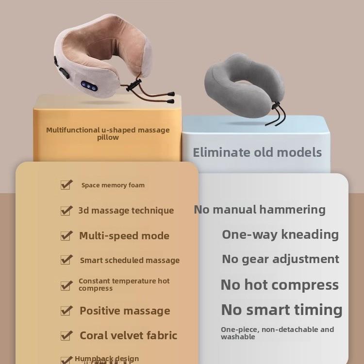 Shoulder and Neck Massage Pillow Household Multifunctional Heating Neck Protector Vibration Kneading Shawl Massager Travel Massage Pillow