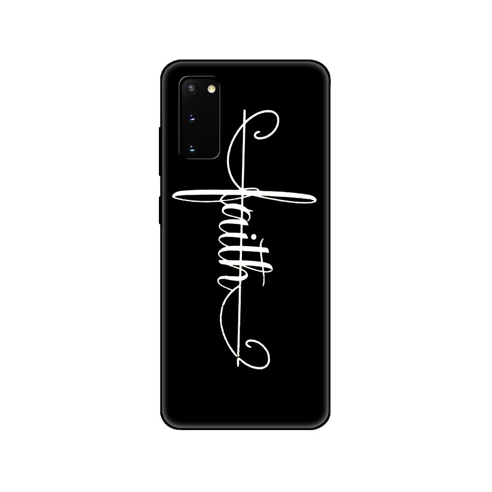 Black tpu Case For Samsung galaxy S20 /S20 PLUS/S20 ultra/S20+ /S20FE back cover  Faith Christian Religious Jesus text art