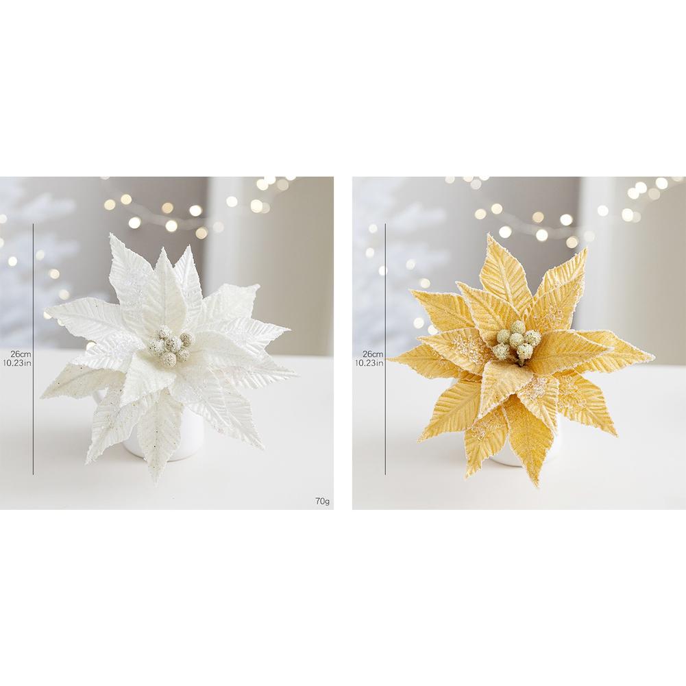 Velvet Christmas simulation flower decoration with frosted petals for holiday tree DIY crafting and seasonal festive displays