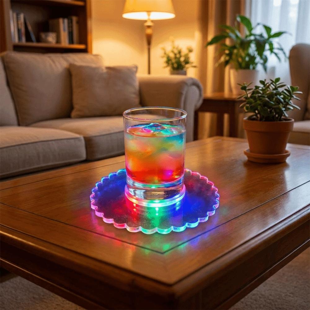 Super Thin Acrylic Luminous Coaster Flashing Drink Coaster Light Emitting LED Cup Coaster Bar