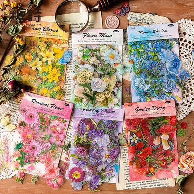 100Pcs/pack Vintage Botanical Stickers Aesthetic Flowers Handmade Material Decorative Stationery Sticker