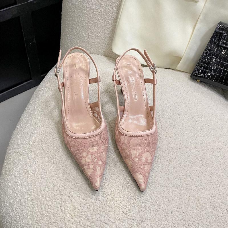 

Женская обувь весна и лето 2025 новая сексуальная кружевная тонкий ремешок острый носок высокий каблук одинарные туфли сумка голова пустой тонкий каблук женские сандалии 39 розовый