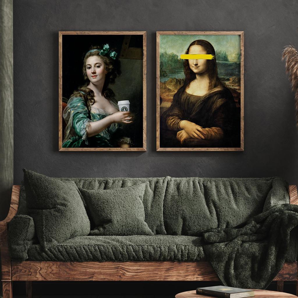 Set of Two Posters Mona Lisa Coffee