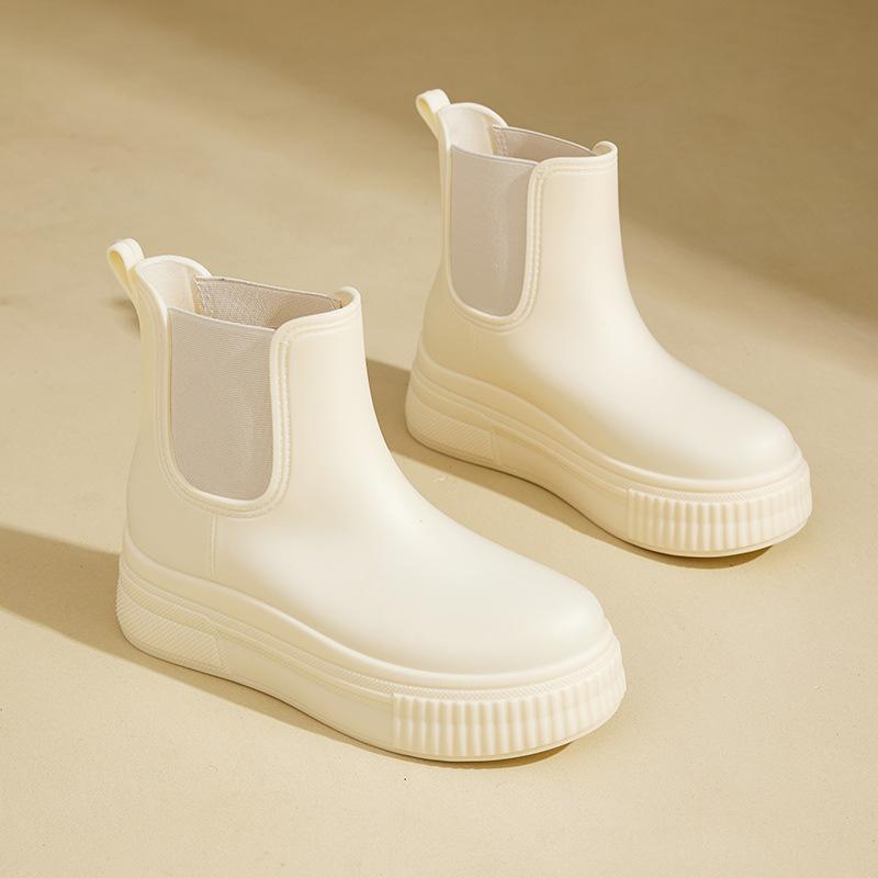 

Челси эластичные резиновые сапоги средней и низкой высоты голенища новые резиновые сапоги водонепроницаемые и нескользящие дождевые для улицы можно носить на толстой подошве средней высоты 36