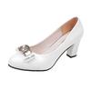 New work single shoes women's casual fashion round head soft leather Korean version medium and high heel leather shoes women's patent leather