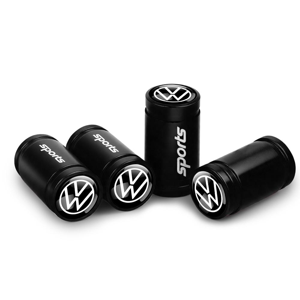 4Pcs Car Metal Wheel Tire Air Valve Dust Caps Accessories With Logo For Volkswagen Golf Rline Passat GTI Sagitar Scirocco Tiguan