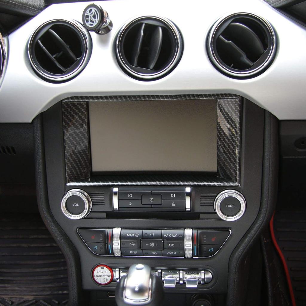 RT-TCZ Carbon Fiber Dashboard GPS 8-inch Navigation Panel Frame Bezel Trim Cover Interior Accessories for Ford Mustang 2015 2016 2017 2018 2019 2020
