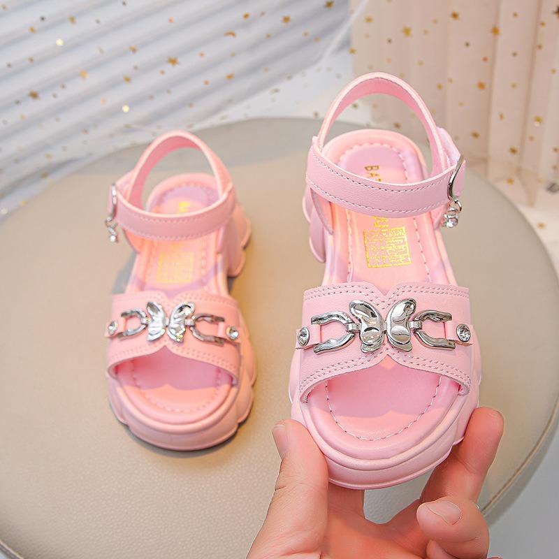Cool Sandals for Girl Soft-Sole Height-Increasing Casual Sandals for Outdoor Wear Butterfly Graphic Cute Girl Shoes