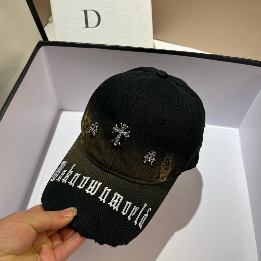 Cross Personality Washed Ripped Cap Street Versatile Punk Style Embroidery Alphabet Baseball Cap