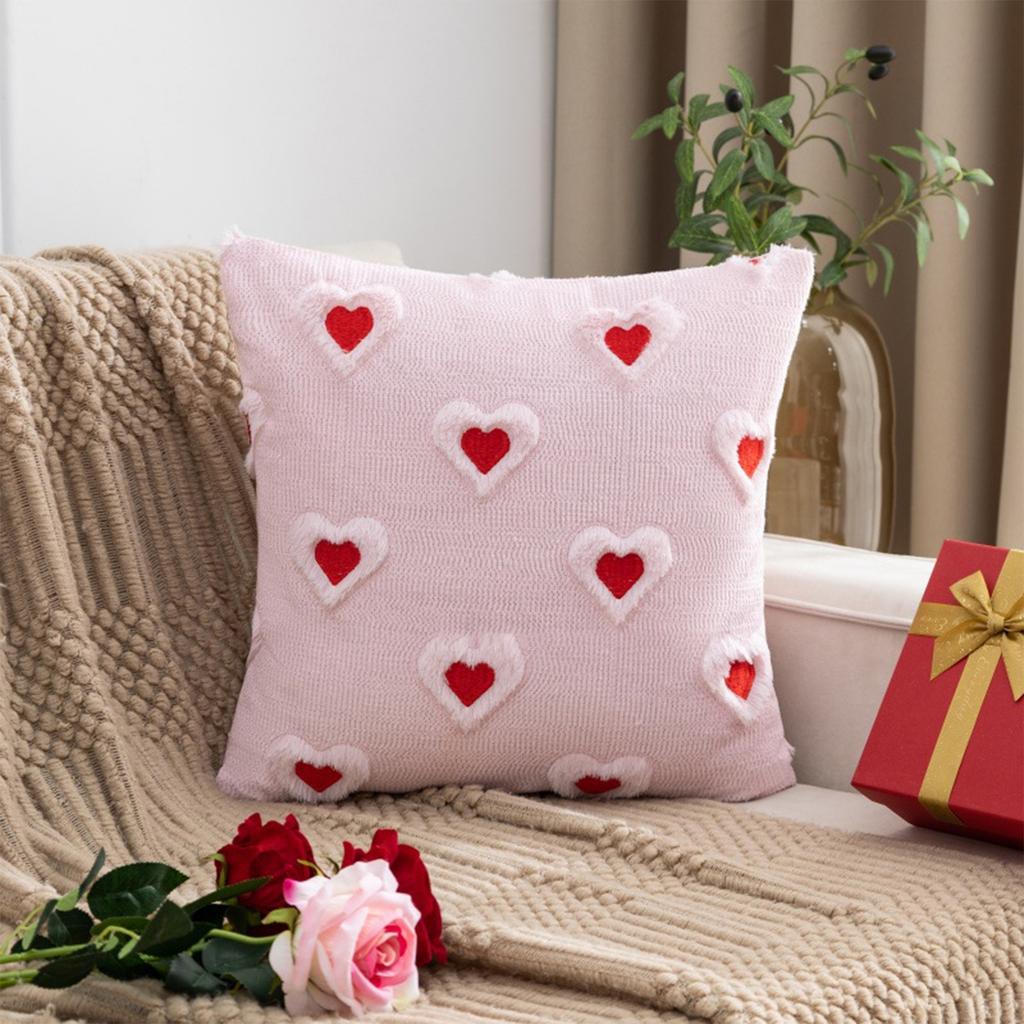 Valentine's Day Love Heart Throw Cover Faux Love Covers Soft Plush Cushion Case Decoration For Sofa Couch Home Decor
