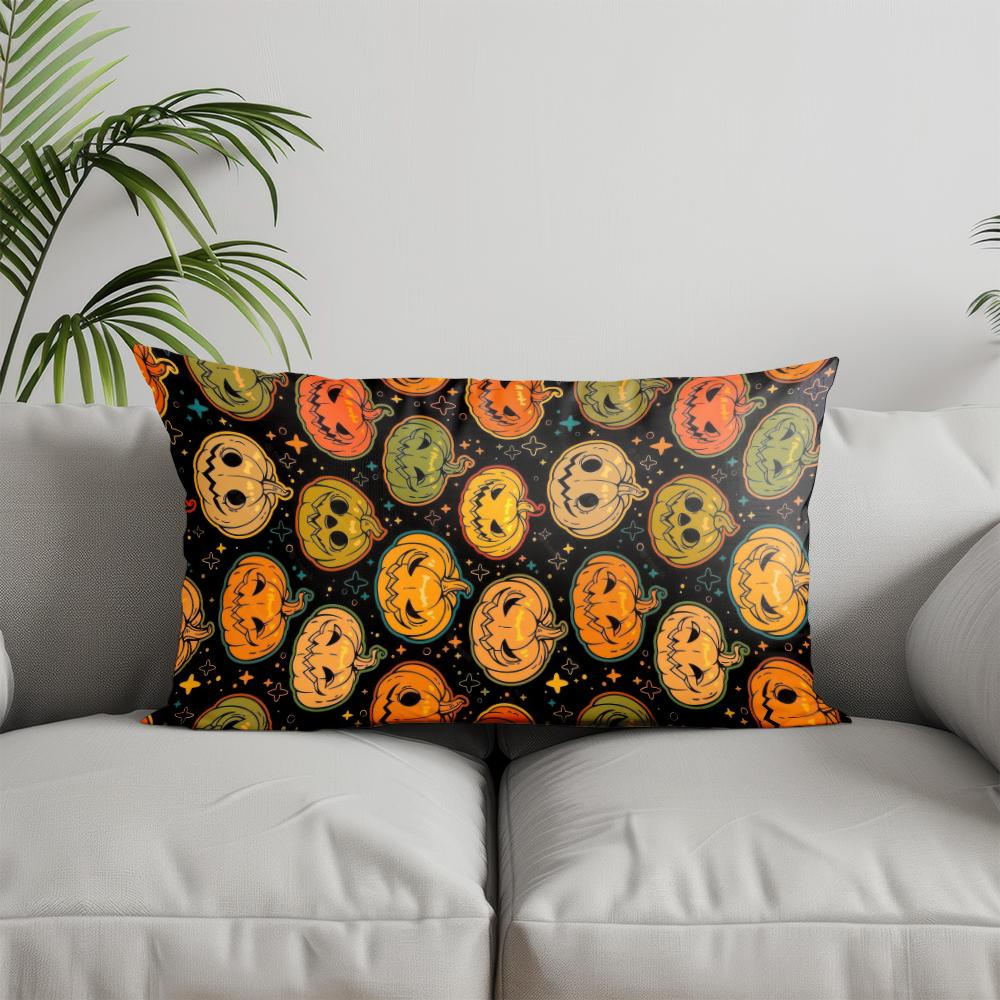 Home Decor Halloween Pumpkins Pattern Pillowcase Suitable For Sofa Bedroom Car Pillow Cover Cushion Rectangular Back Cushion