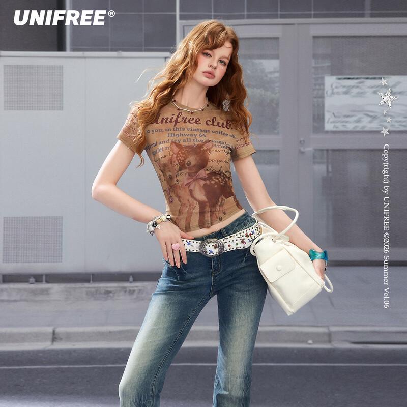 

UNIFREE Vintage Deer Print Slim Fit T-Shirt M