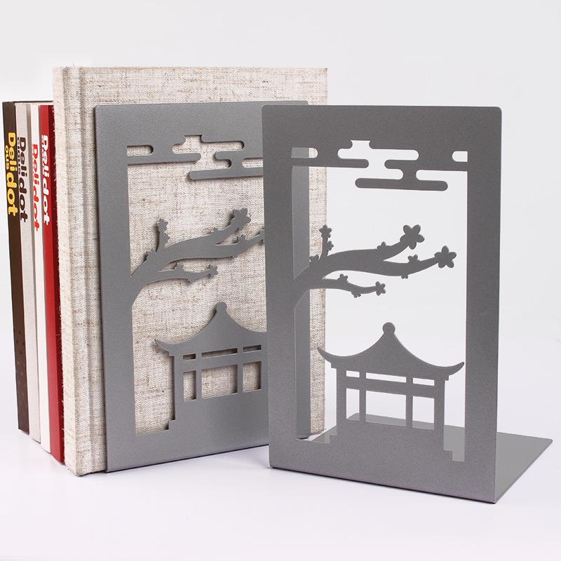 Creative Wrought Iron Metal Book Storage Rack and Personalized Hollowed-Out Bookends