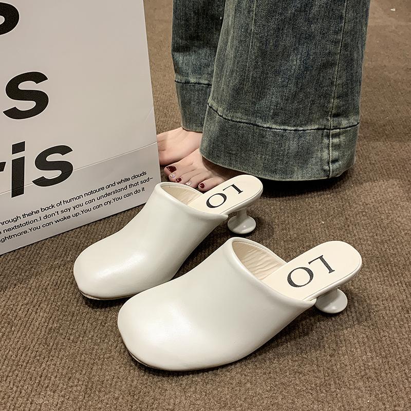 Vase and slippers 2025 spring and summer new bag head high heel + slippers special heel muller shoes fashion half drag