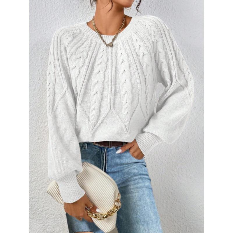 Women S Long Sleeve Crew Neck Knit Pullover Sweater Solid Color Casual Fall Winter