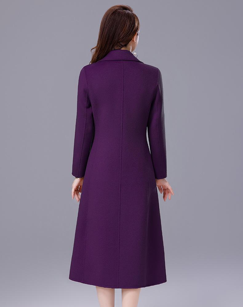Double-Sided Woolen Coat for Women, Long Over-the-Knee Slim Fit, 2026 Autumn/Winter Trendy Style for Middle-Aged Mothers.